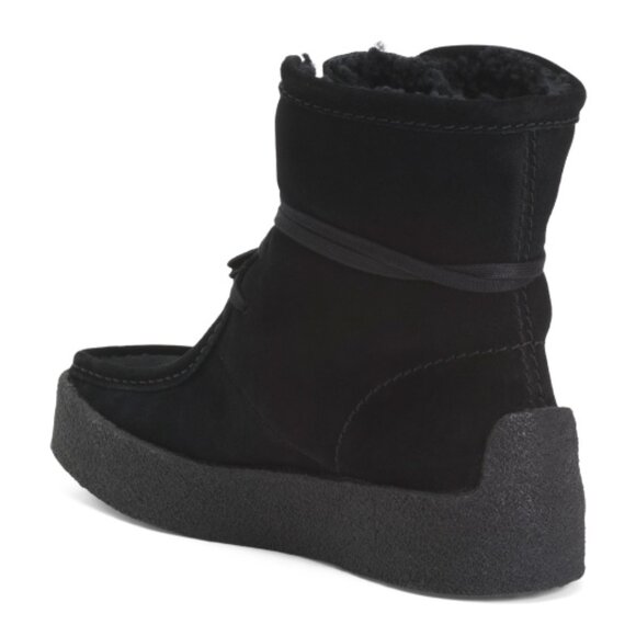 CLARKS Suede Wallabeecup Hi Lined Comfort Boots - Picture 2 of 3